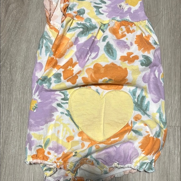 4 for $20 Floral Baby Romper with Orange and Purple Accents - Picture 2 of 2